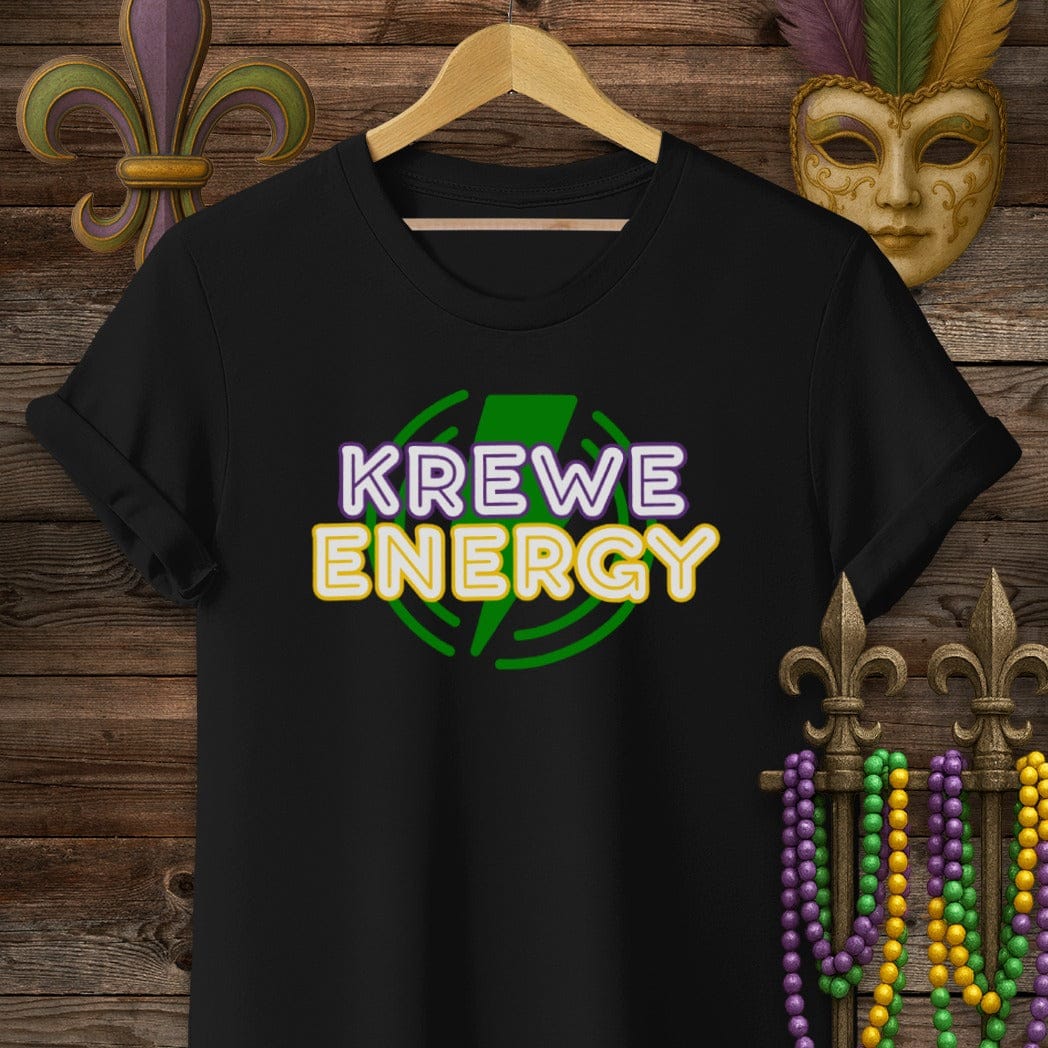 S / Black Louisiana Krewe Energy T-Shirt by Laissez Faire Wear