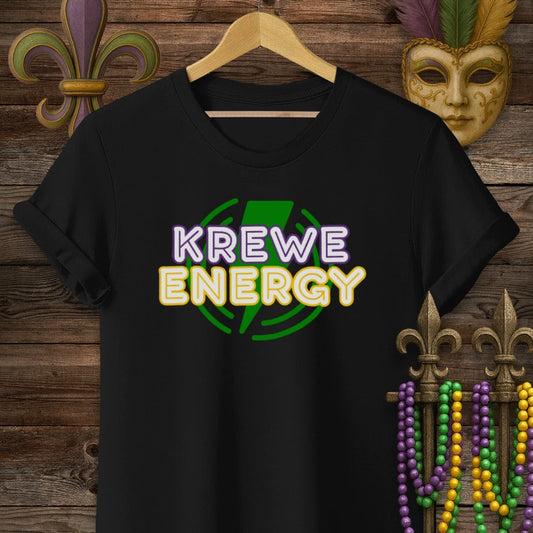 S / Black Louisiana Krewe Energy T-Shirt by Laissez Faire Wear