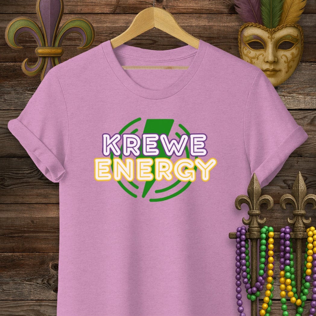 S / Heather Radiant Orchid Louisiana Krewe Energy T-Shirt by Laissez Faire Wear