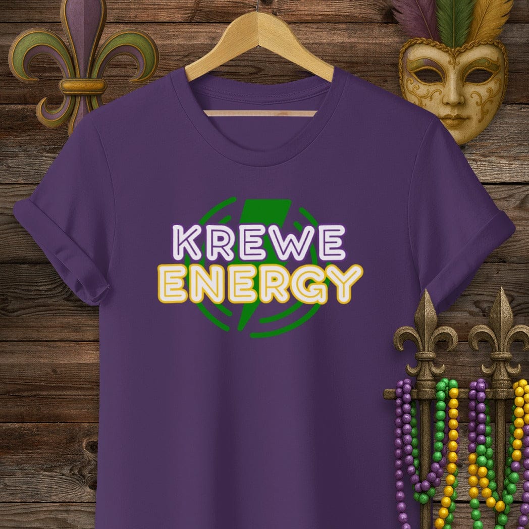 S / Purple Louisiana Krewe Energy T-Shirt by Laissez Faire Wear
