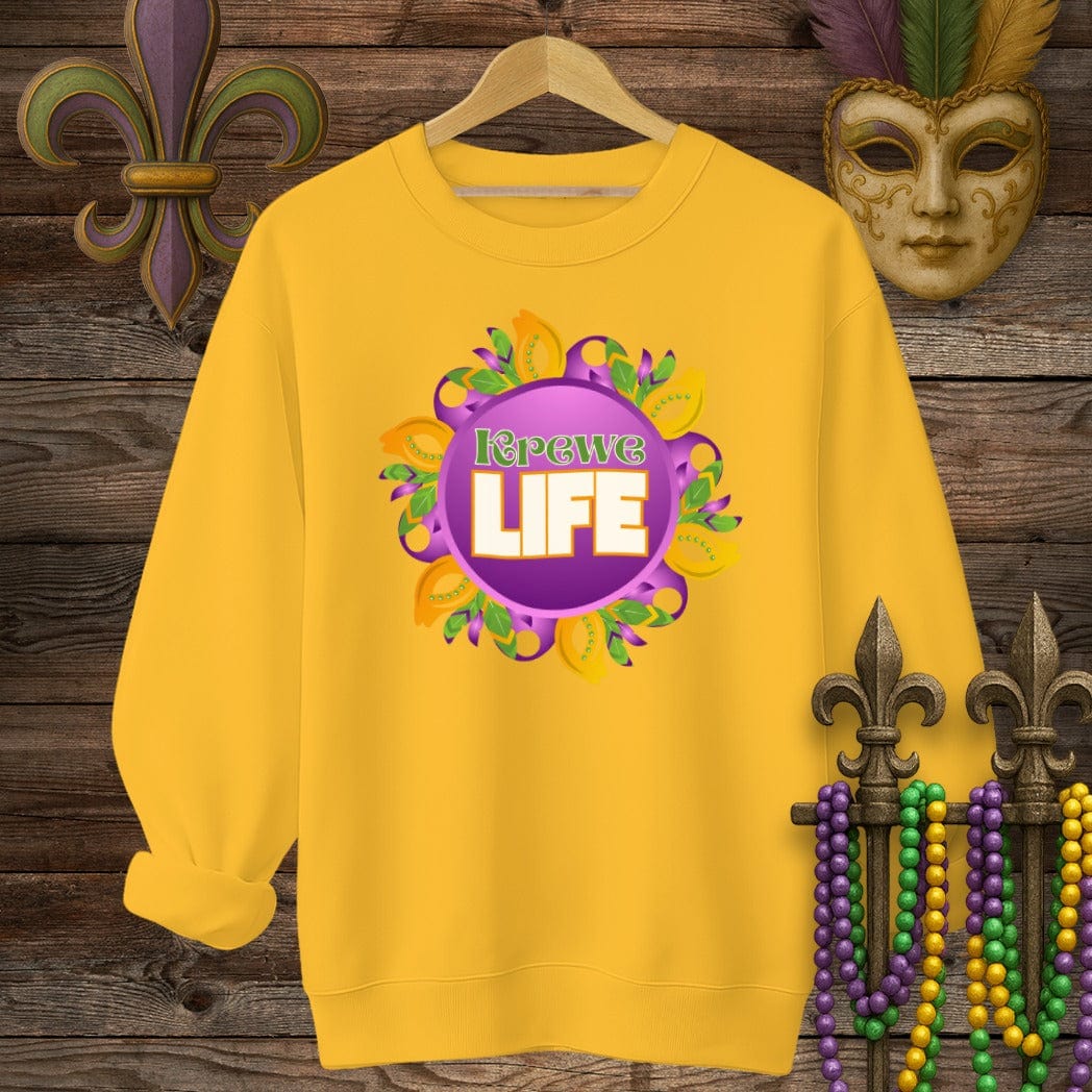 S / Gold Louisiana Krewe Life Mardi Gras Sweatshirt by Laissez Faire Wear