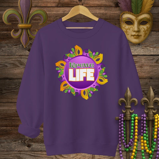 S / Purple Louisiana Krewe Life Mardi Gras Sweatshirt by Laissez Faire Wear