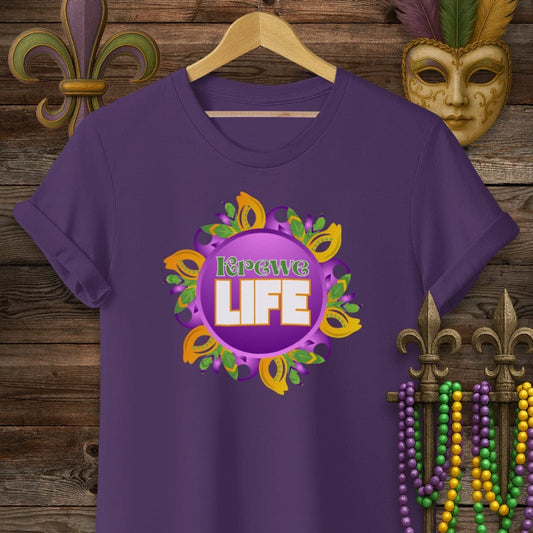S / Purple Louisiana Krewe Life Mardi Gras T-Shirt by Laissez Faire Wear
