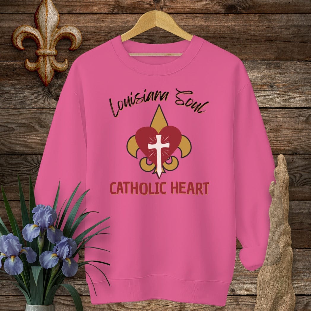 S / Heliconia Louisiana LA Soul, Catholic Heart Sweatshirt by Laissez Faire Wear