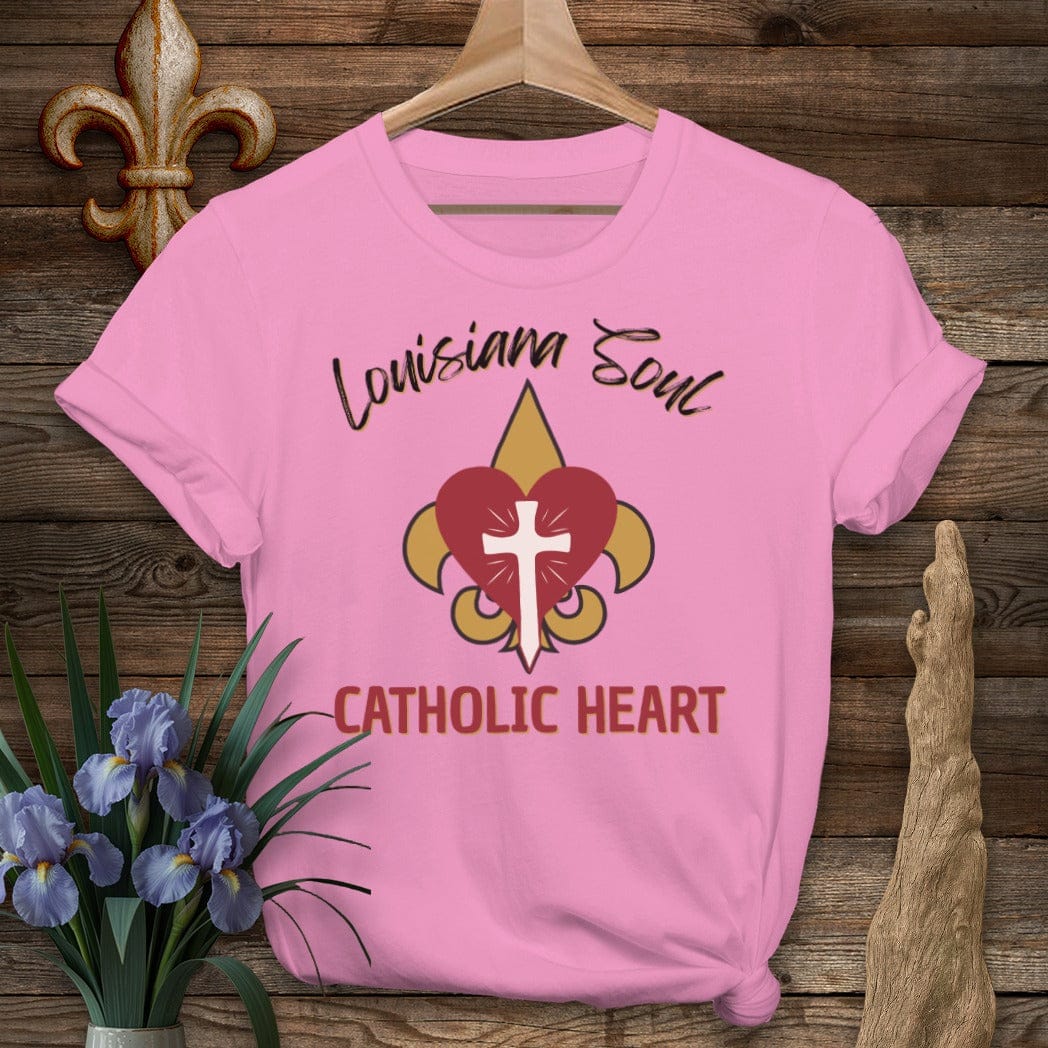 S / Azalea Louisiana LA Soul, Catholic Heart T-Shirt by Laissez Faire Wear