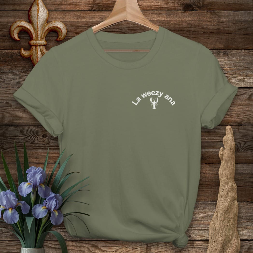 S / Military Green Louisiana La Weezy Ana Pocket T-Shirt by Laissez Faire Wear