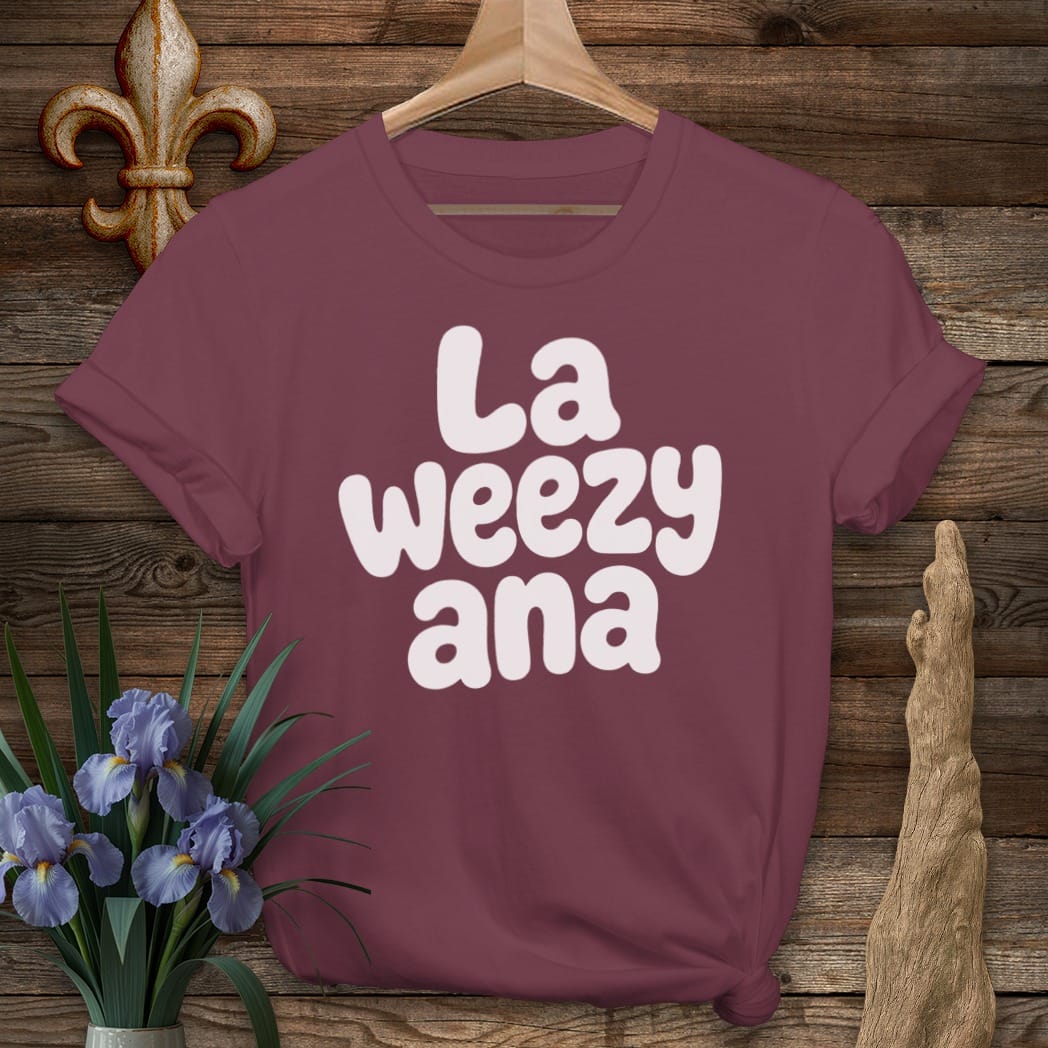 S / Maroon Louisiana La Weezy Ana T-Shirt by Laissez Faire Wear
