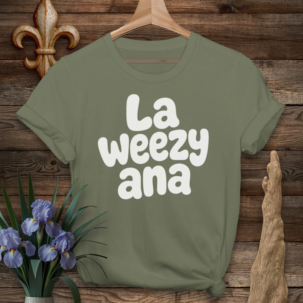 S / Military Green Louisiana La Weezy Ana T-Shirt by Laissez Faire Wear