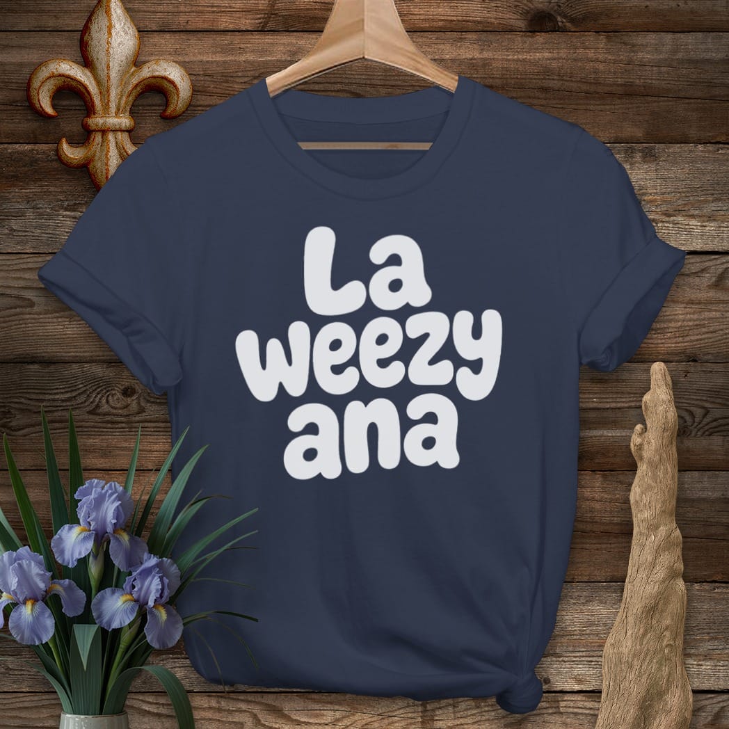 S / Navy Louisiana La Weezy Ana T-Shirt by Laissez Faire Wear