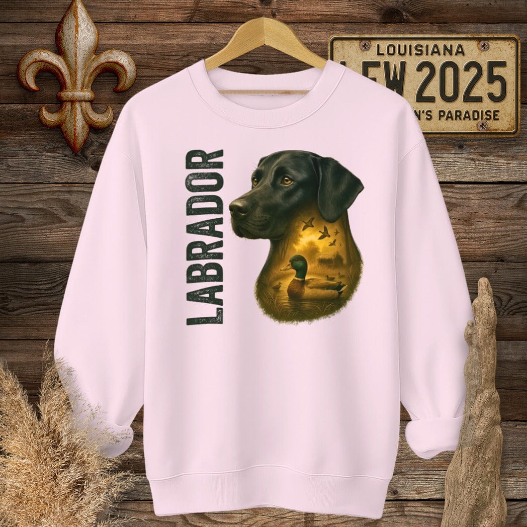 S / Light Pink Louisiana Labrador Retriever Hunting Dog Sweatshirt by Laissez Faire Wear
