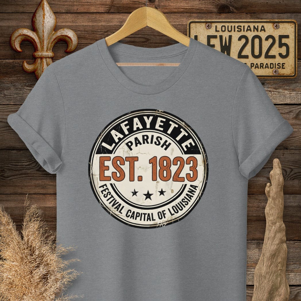 S / Graphite Heather Louisiana Lafayette Parish - Festival T-Shirt by Laissez Faire Wear
