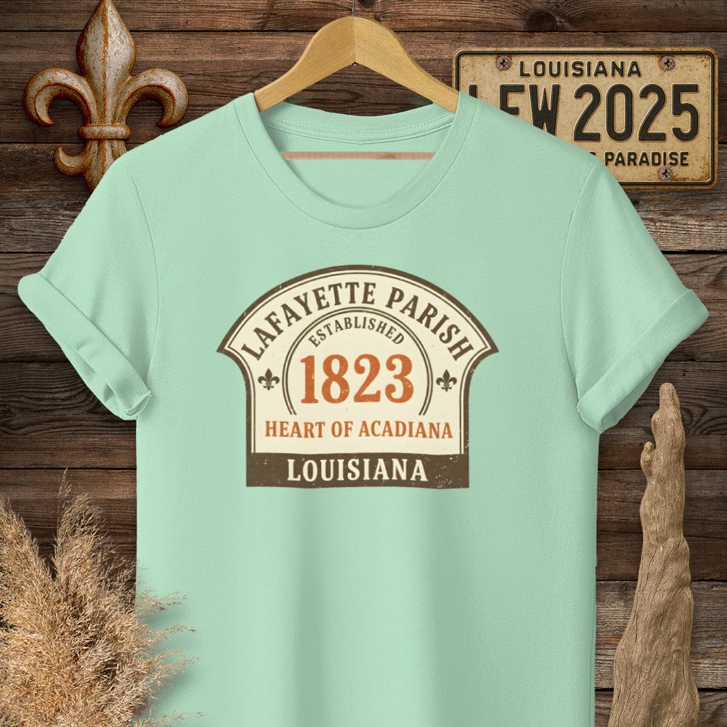 S / Mint Green Louisiana Lafayette Parish T-Shirt by Laissez Faire Wear