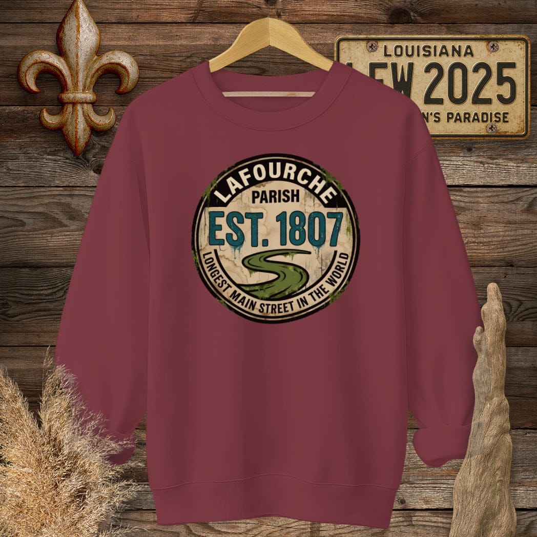 S / Garnet Louisiana Lafourche Parish Sweatshirt by Laissez Faire Wear