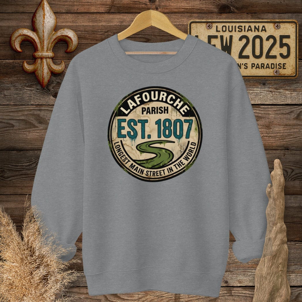 S / Graphite Heather Louisiana Lafourche Parish Sweatshirt by Laissez Faire Wear