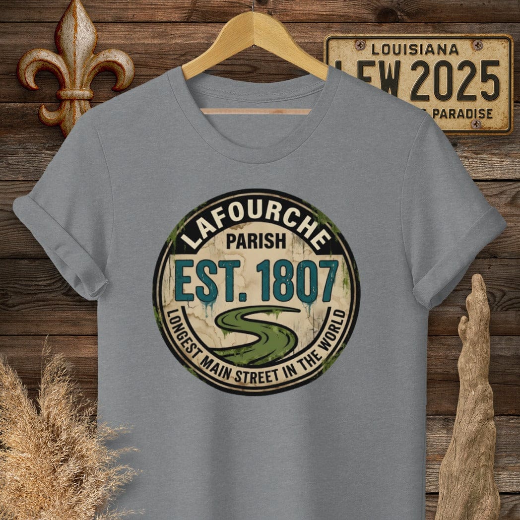 S / Graphite Heather Louisiana Lafourche Parish T-Shirt by Laissez Faire Wear