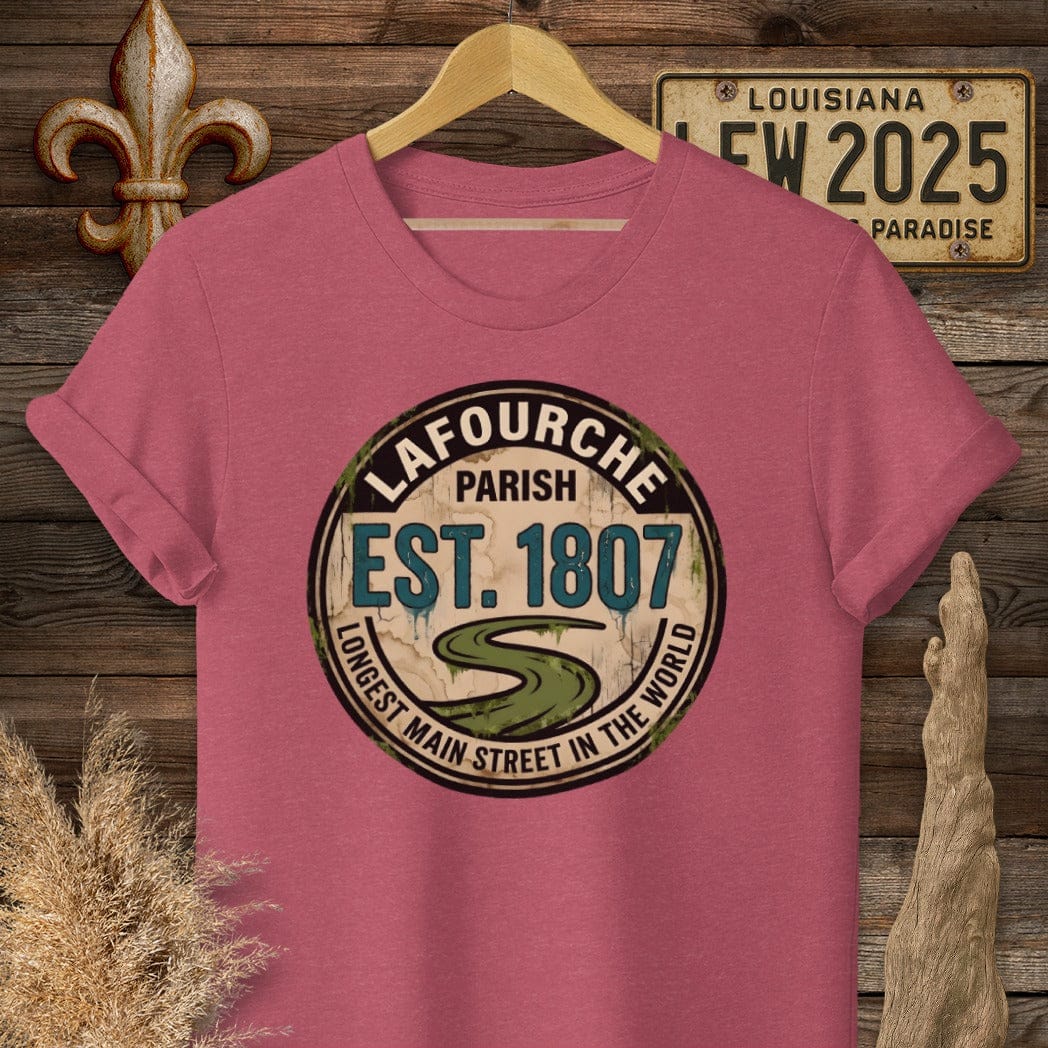 S / Heather Cardinal Louisiana Lafourche Parish T-Shirt by Laissez Faire Wear