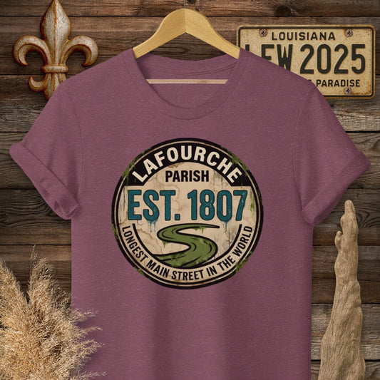 S / Heather Maroon Louisiana Lafourche Parish T-Shirt by Laissez Faire Wear