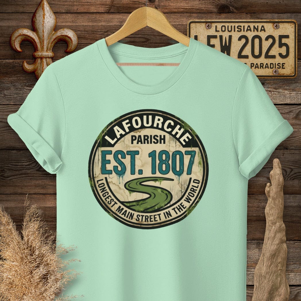 S / Mint Green Louisiana Lafourche Parish T-Shirt by Laissez Faire Wear