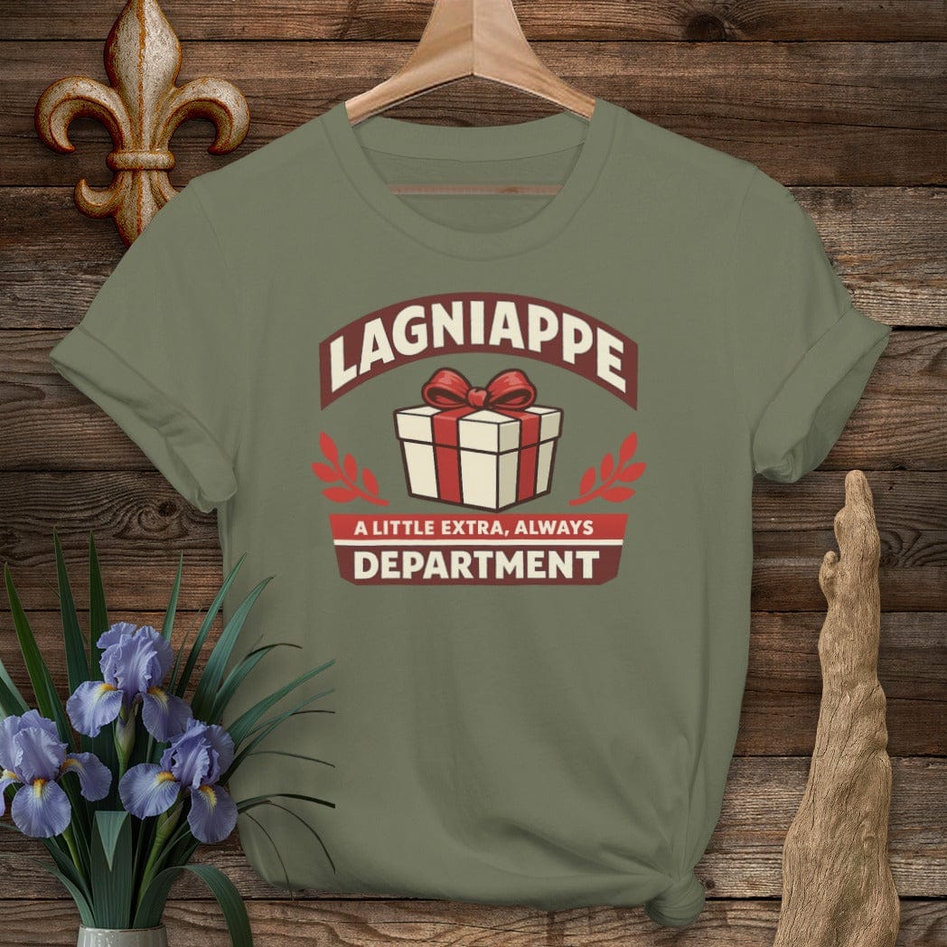 S / Military Green Louisiana Lagniappe Department T-Shirt by Laissez Faire Wear
