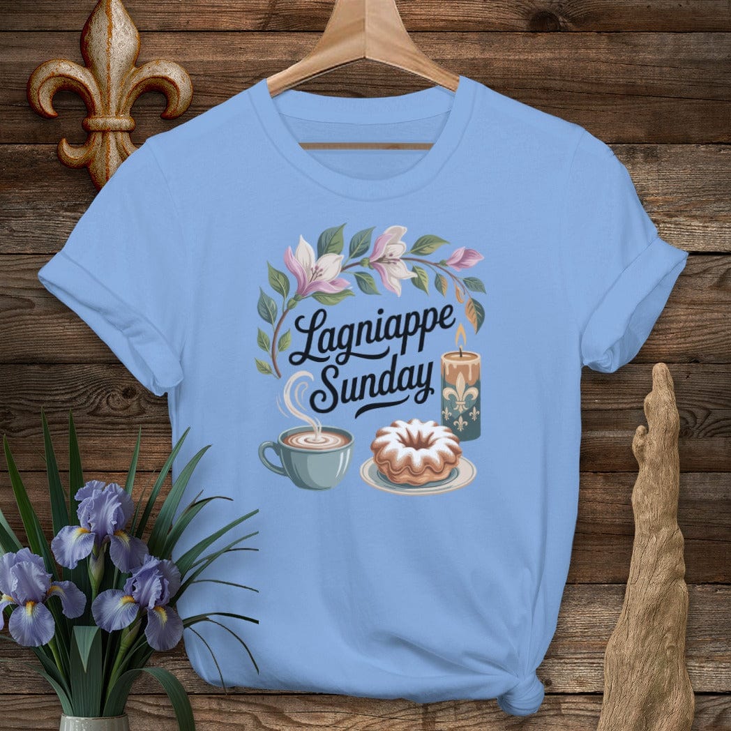 S / Carolina Blue Louisiana Lagniappe Sunday T-Shirt by Laissez Faire Wear