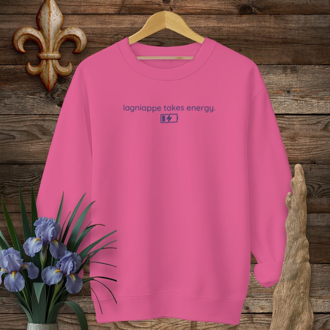 S / Heliconia Louisiana Lagniappe Takes Energy Sweatshirt by Laissez Faire Wear