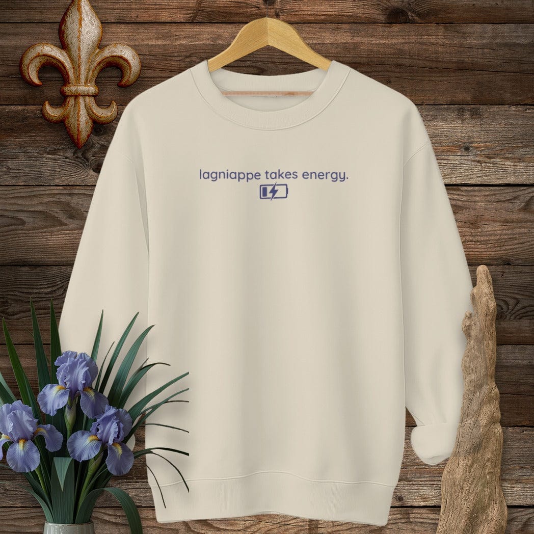 S / Sand Louisiana Lagniappe Takes Energy Sweatshirt by Laissez Faire Wear