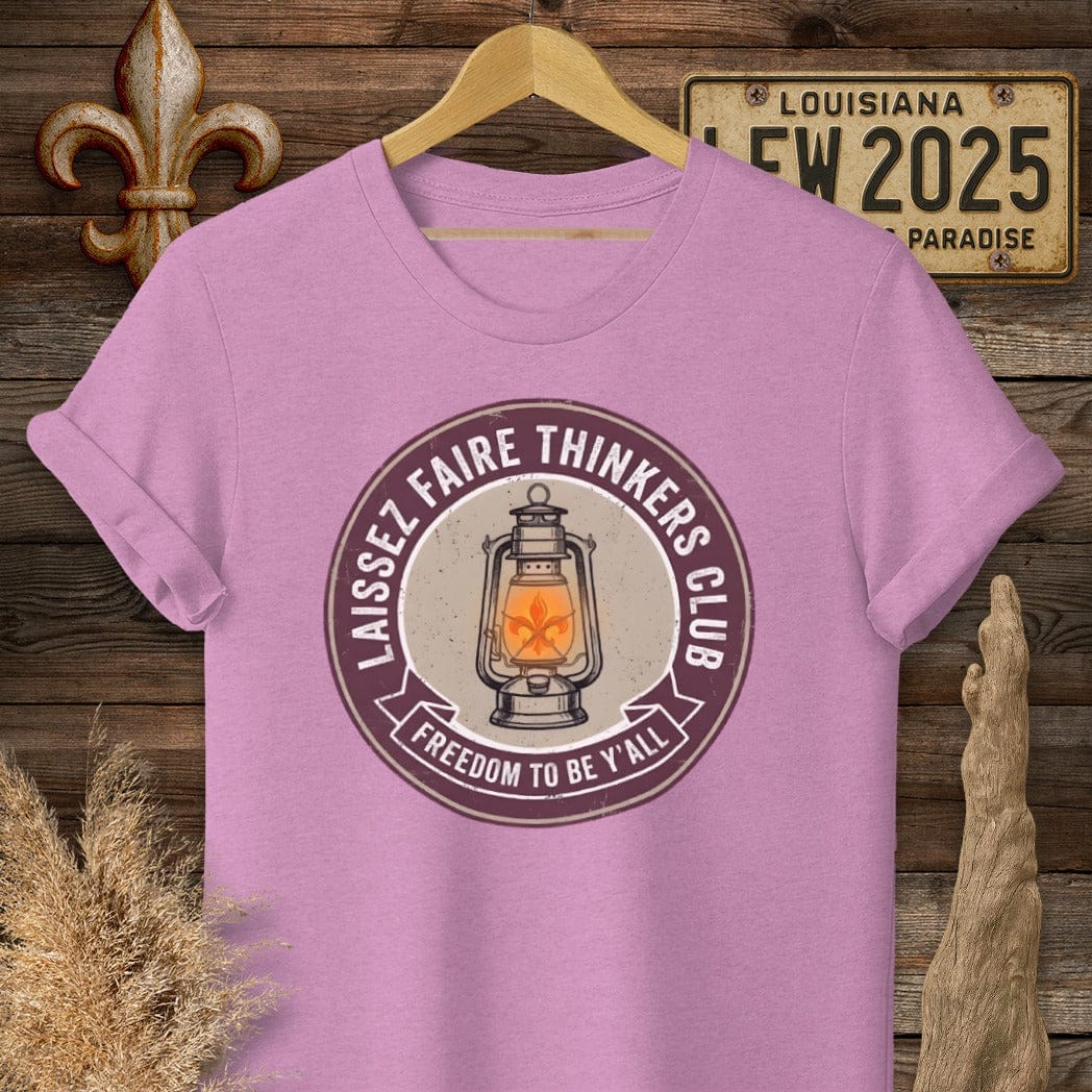 S / Heather Radiant Orchid Louisiana Laissez Faire Thinkers Club T-Shirt by Laissez Faire Wear
