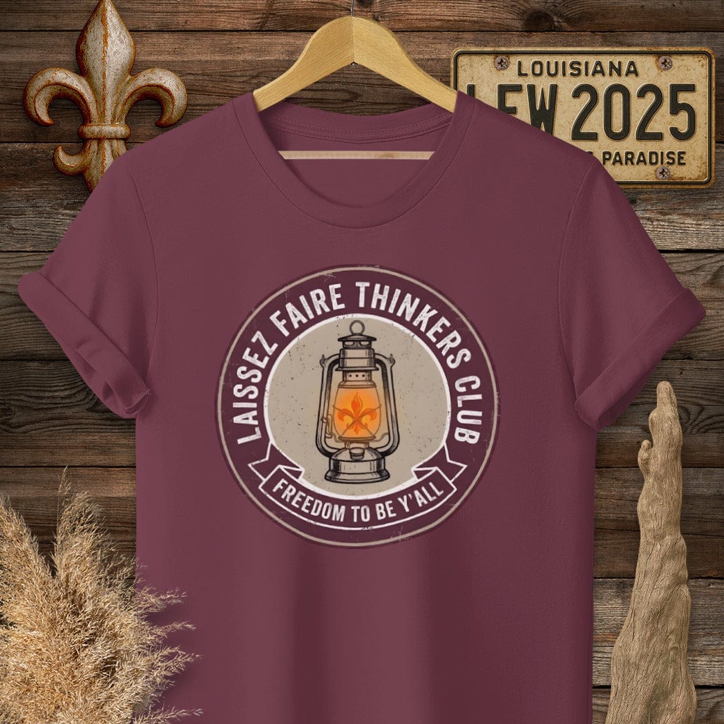 S / Maroon Louisiana Laissez Faire Thinkers Club T-Shirt by Laissez Faire Wear