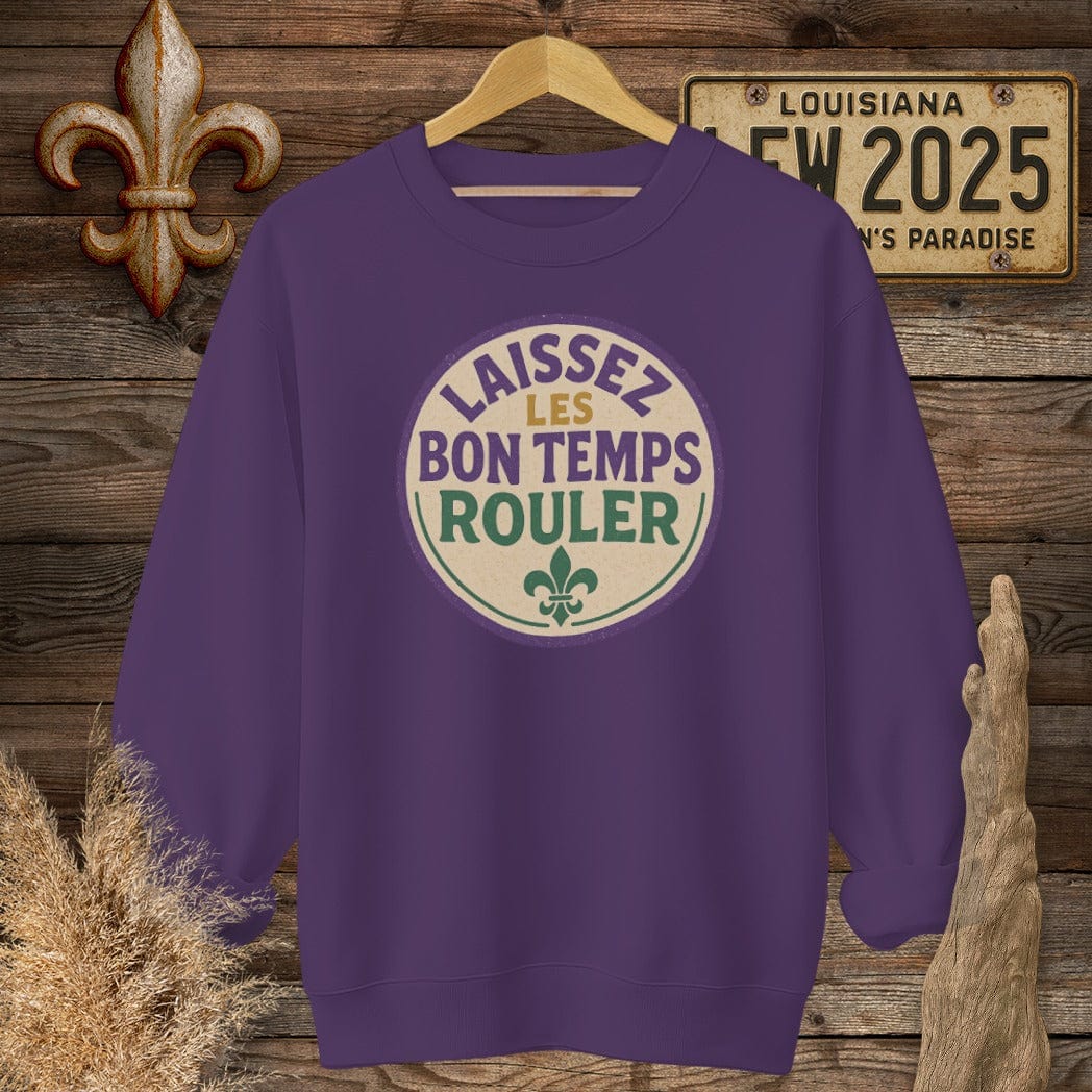 S / Purple Louisiana Laissez Les Bon Temps Rouler Retro Sweatshirt by Laissez Faire Wear