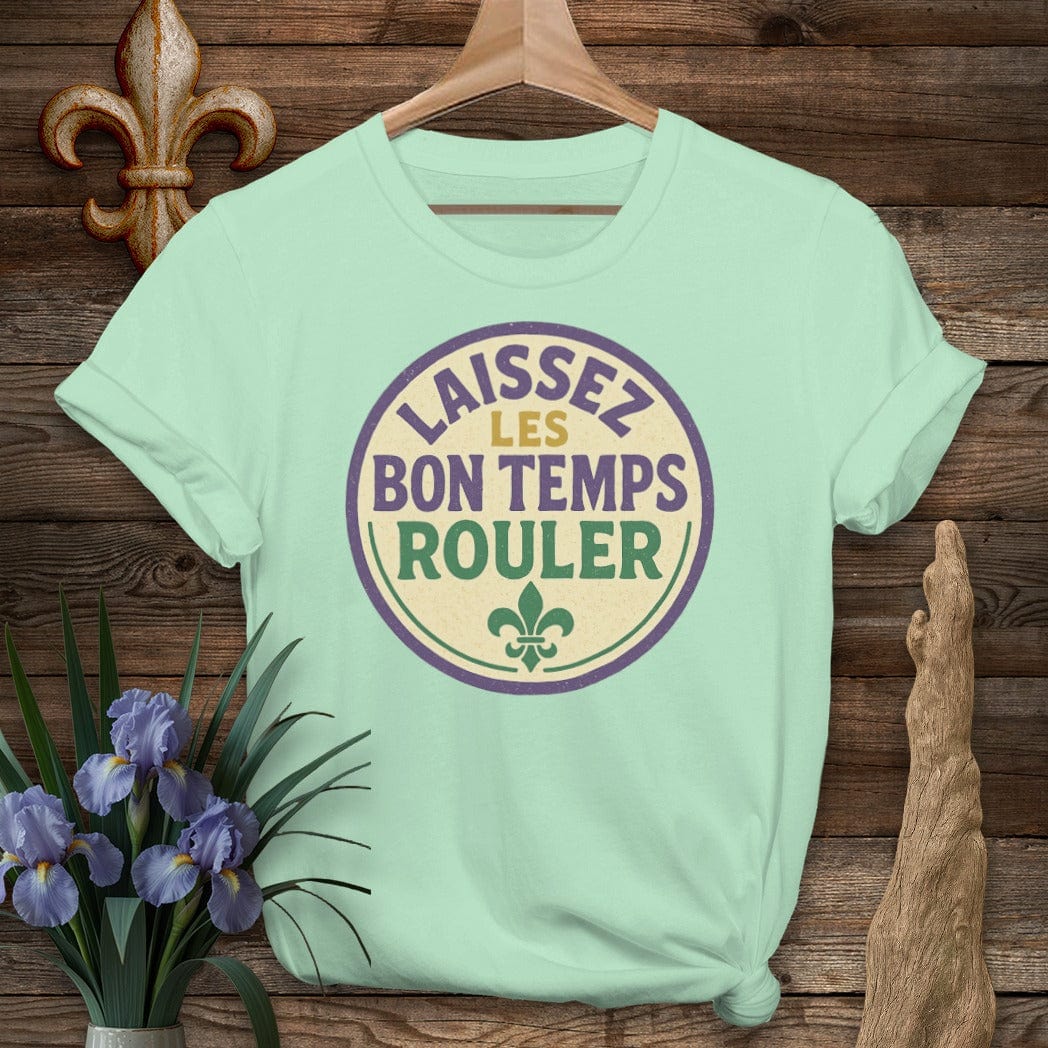 S / Mint Green Louisiana Laissez Les Bon Temps Rouler Retro T-Shirt by Laissez Faire Wear