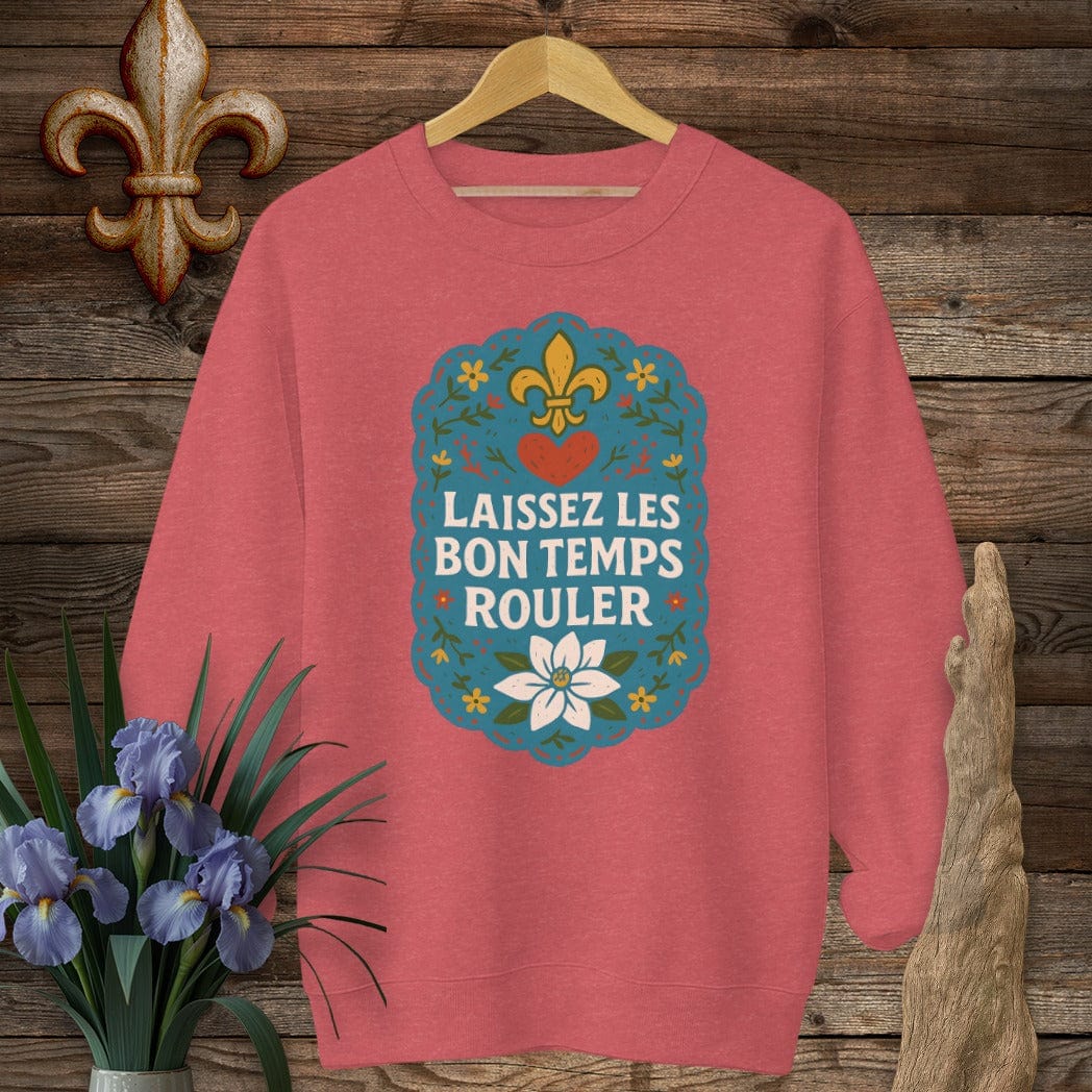 S / Heather Scarlet Red Louisiana Laissez Les Bon Temps Rouler Sweatshirt by Laissez Faire Wear