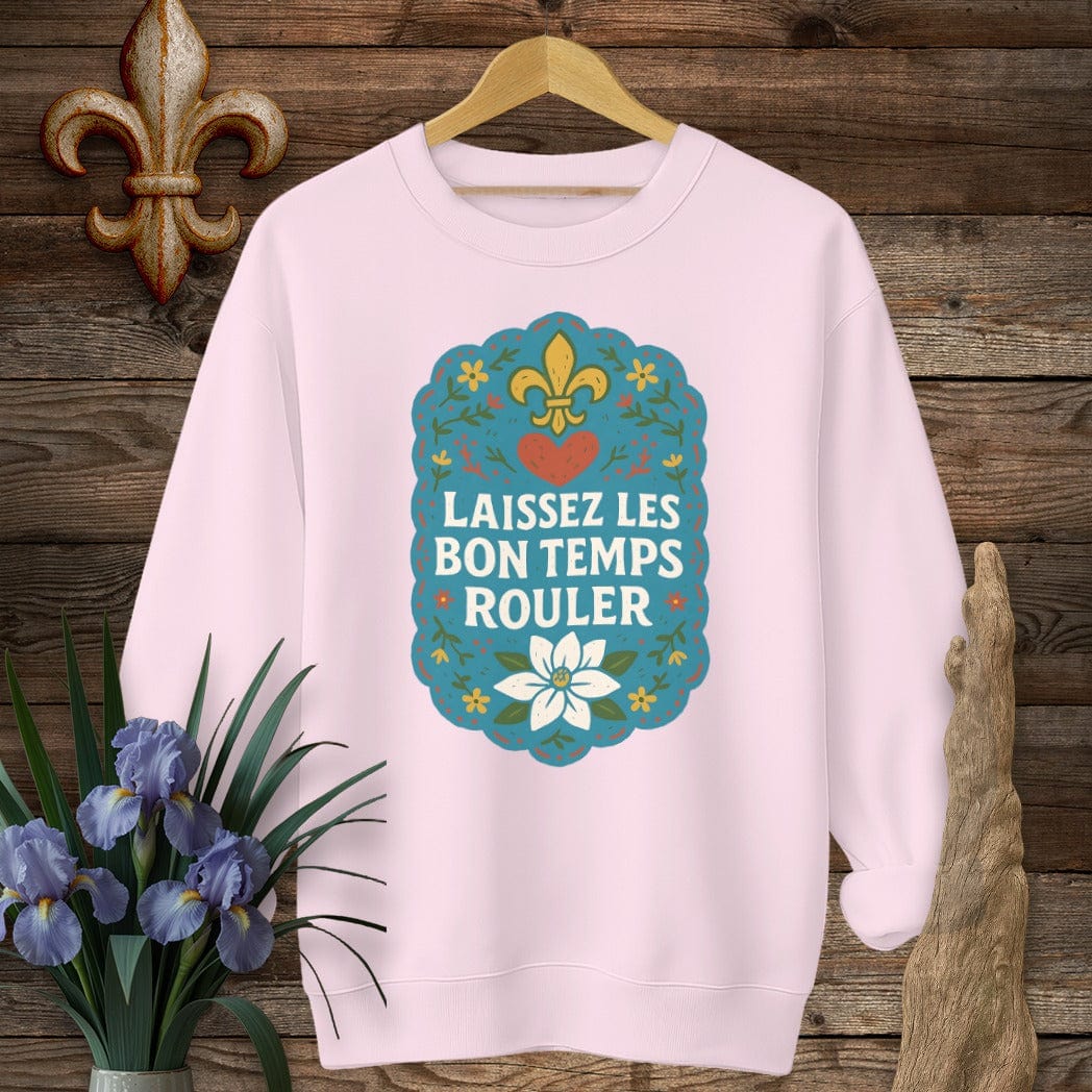 S / Light Pink Louisiana Laissez Les Bon Temps Rouler Sweatshirt by Laissez Faire Wear