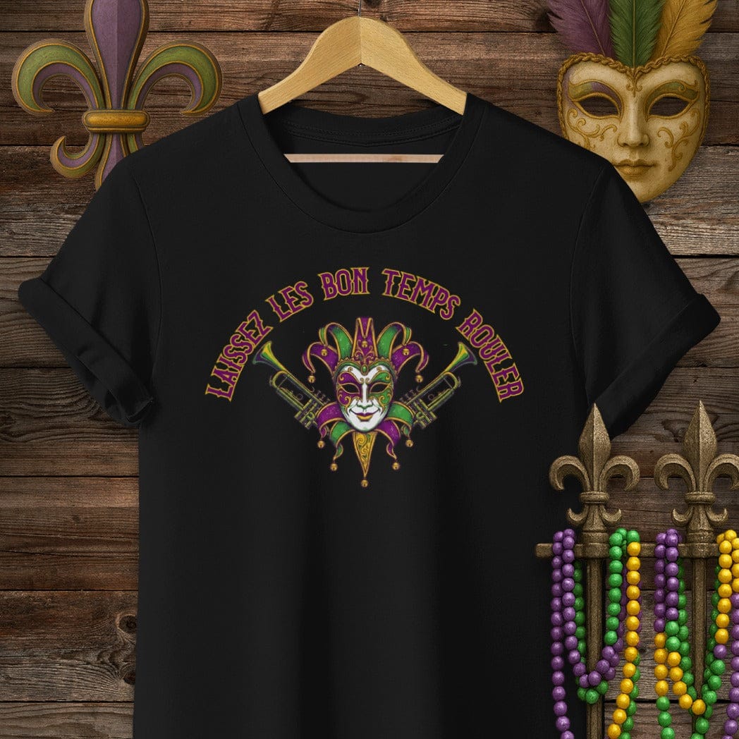 S / Black Louisiana Laissez Les Bon Temps Rouler T-Shirt by Laissez Faire Wear