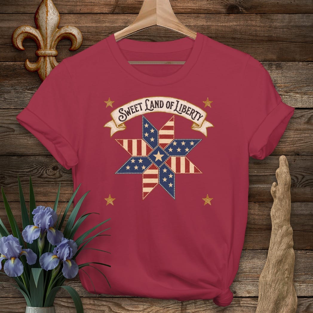 S / Cardinal Red Louisiana Land of Liberty T-Shirt by Laissez Faire Wear