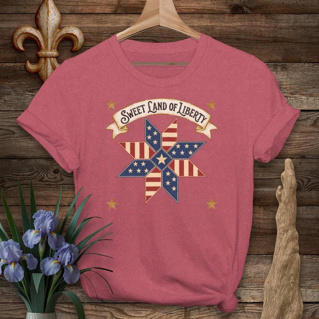 S / Heather Cardinal Louisiana Land of Liberty T-Shirt by Laissez Faire Wear