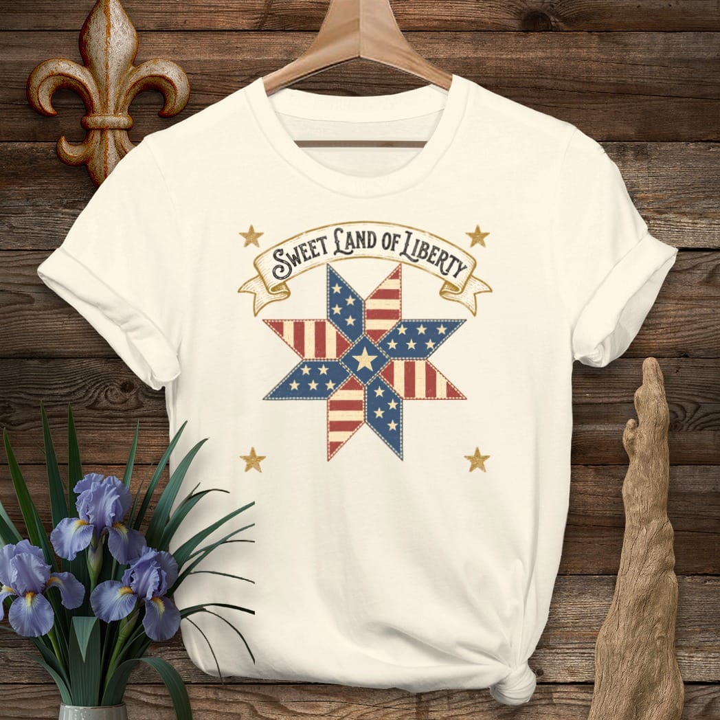 S / Natural Louisiana Land of Liberty T-Shirt by Laissez Faire Wear