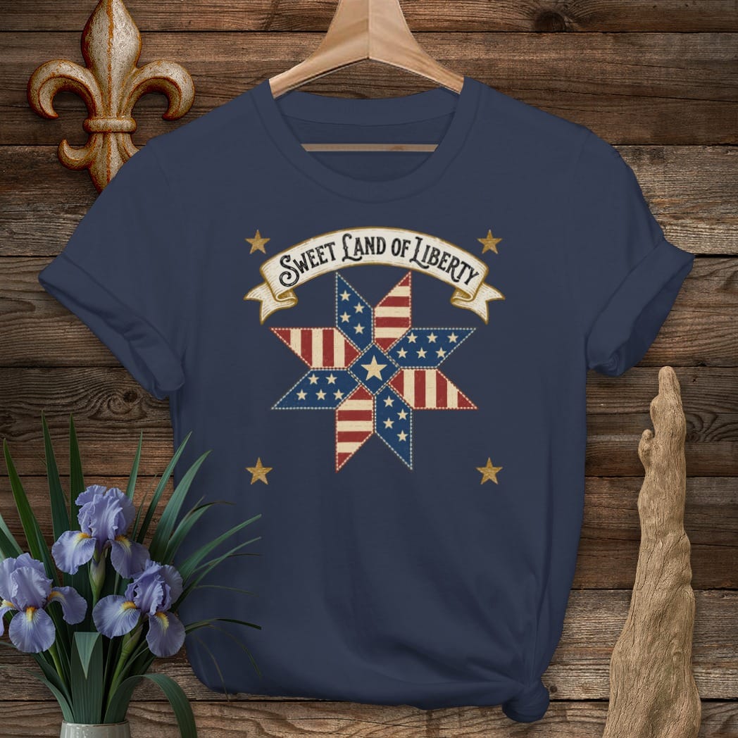 S / Navy Louisiana Land of Liberty T-Shirt by Laissez Faire Wear