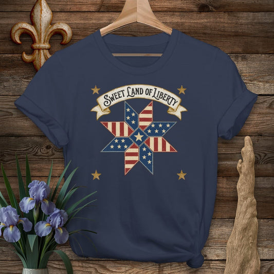 S / Navy Louisiana Land of Liberty T-Shirt by Laissez Faire Wear