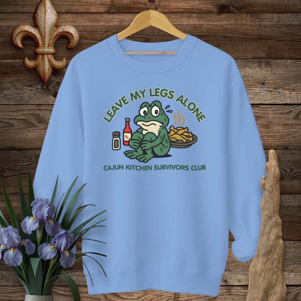 S / Carolina Blue Louisiana Leave My Legs Alone sweatshirt by Laissez Faire Wear