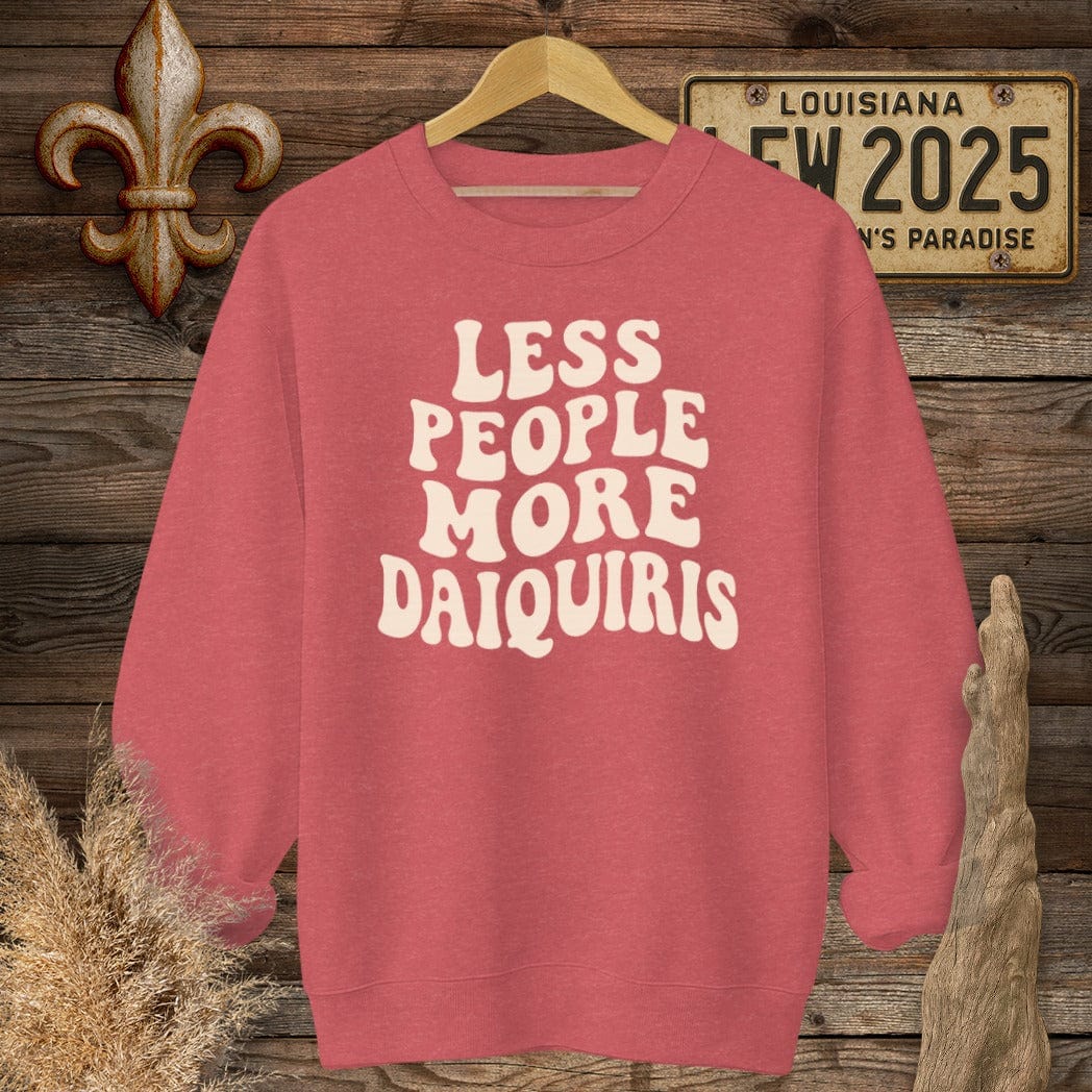 S / Heather Scarlet Red Louisiana Less People More Daquiris T_Shirt Sweatshirt by Laissez Faire Wear
