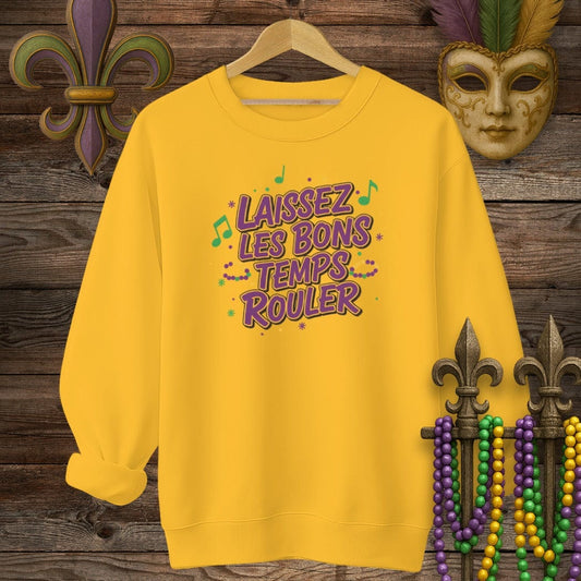 S / Gold Louisiana Let the Good Times Roll Sweatshirt by Laissez Faire Wear