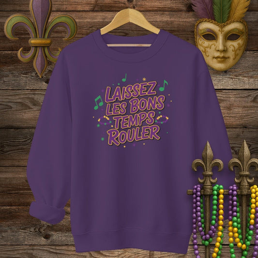 S / Purple Louisiana Let the Good Times Roll Sweatshirt by Laissez Faire Wear