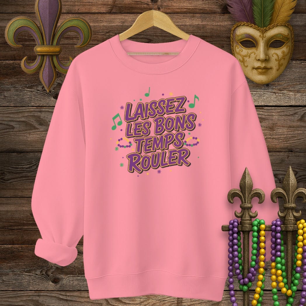 S / Safety Pink Louisiana Let the Good Times Roll Sweatshirt by Laissez Faire Wear