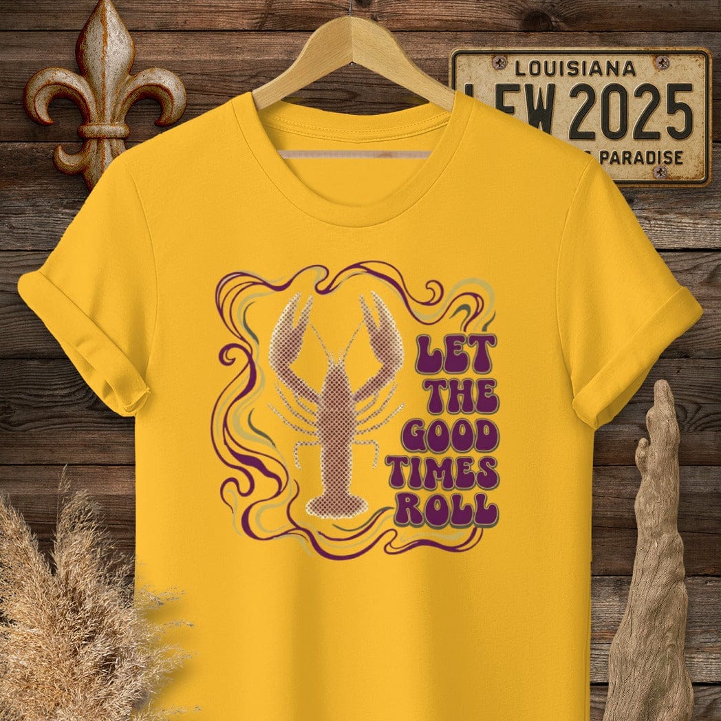 S / Gold Louisiana Let The Good Times Roll T-Shirt by Laissez Faire Wear