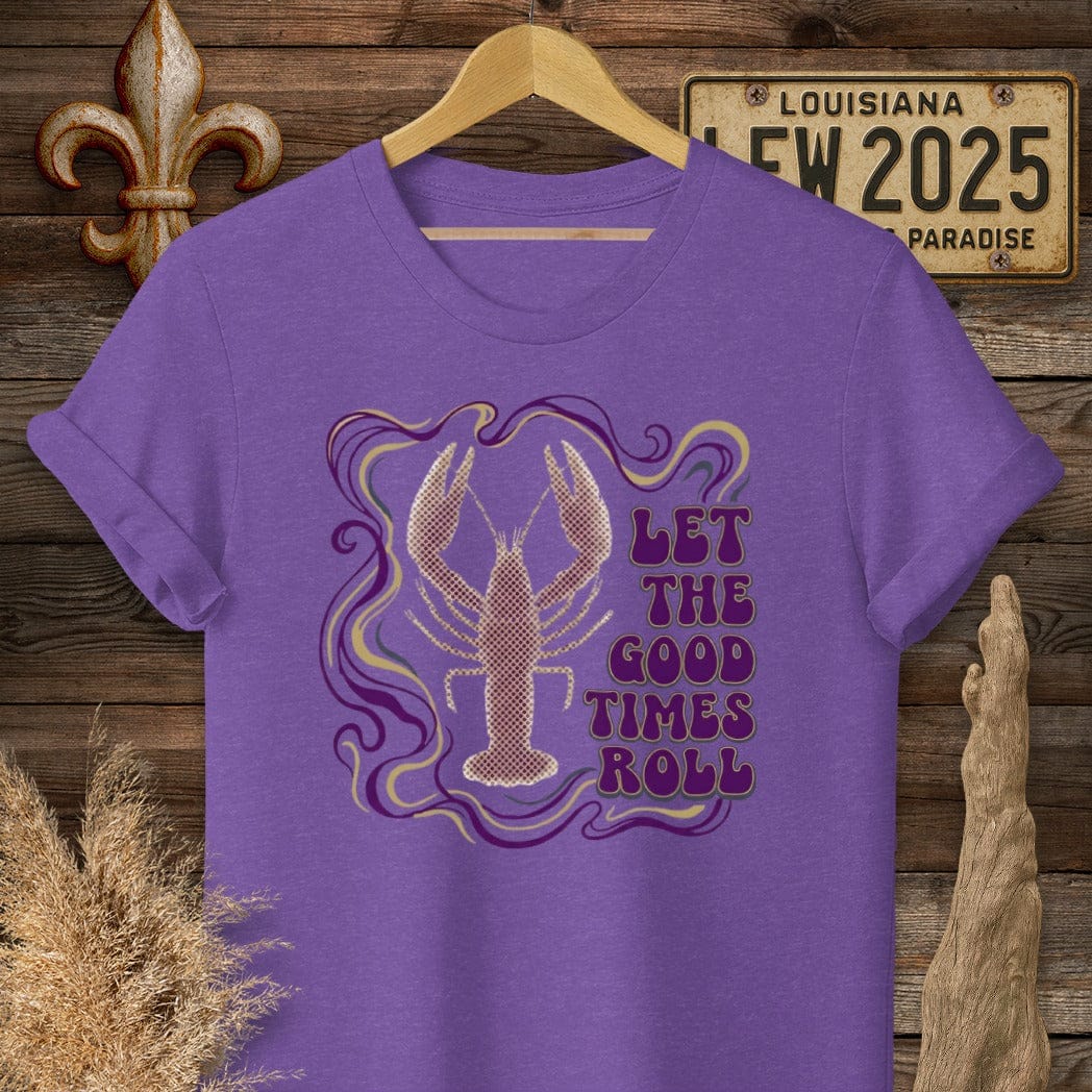 S / Heather Purple Louisiana Let The Good Times Roll T-Shirt by Laissez Faire Wear