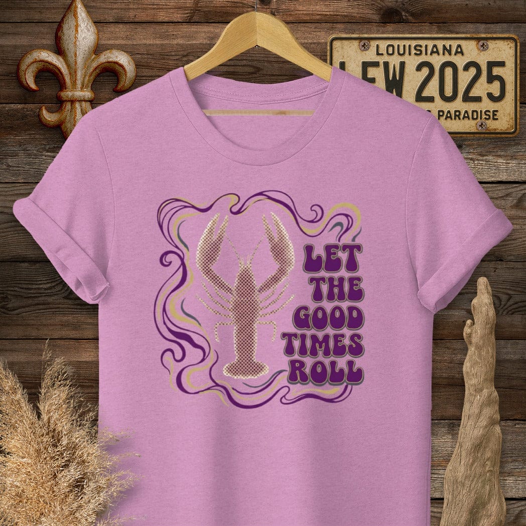 S / Heather Radiant Orchid Louisiana Let The Good Times Roll T-Shirt by Laissez Faire Wear