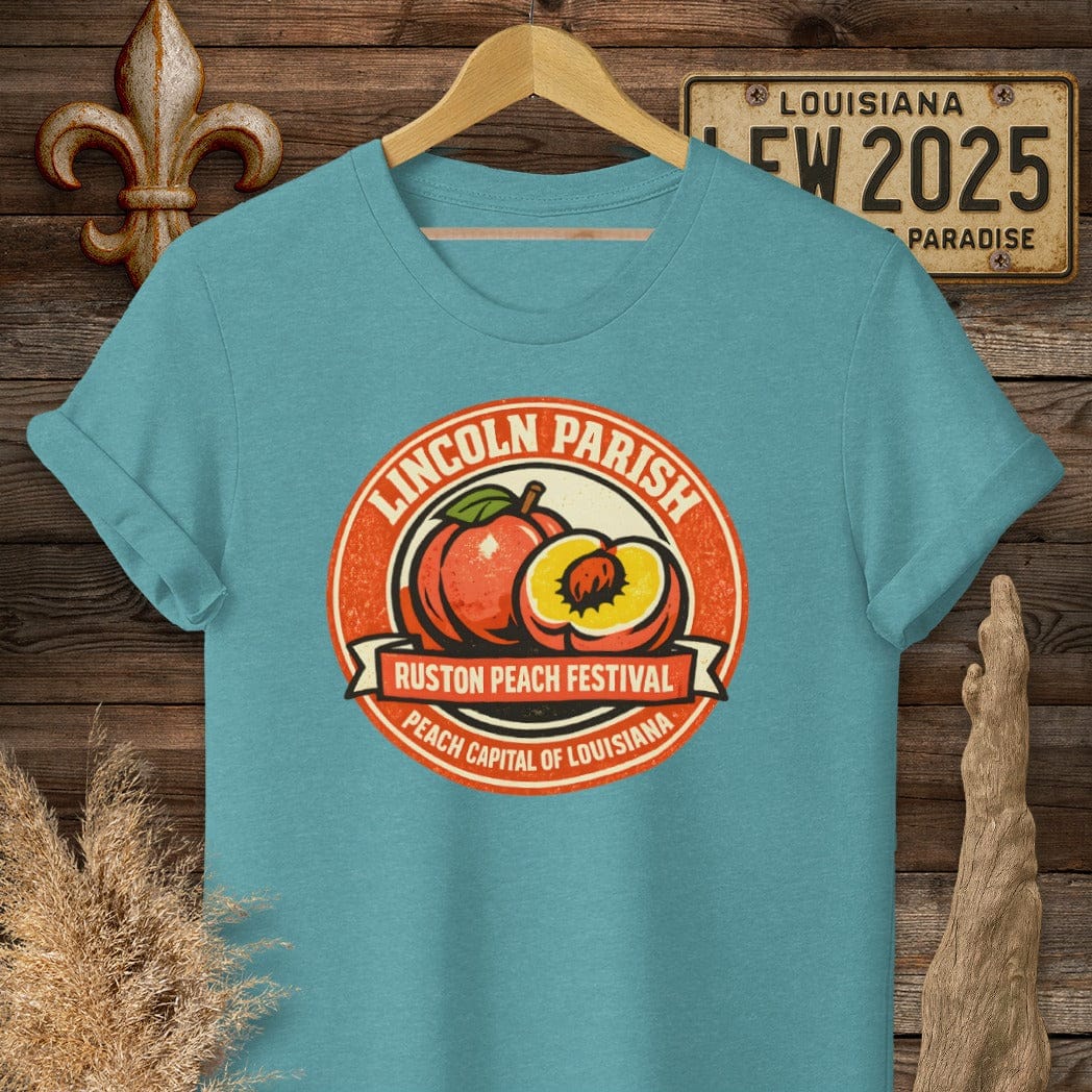 S / Heather Galapagos Blue Louisiana Lincoln Parish T-Shirt by Laissez Faire Wear