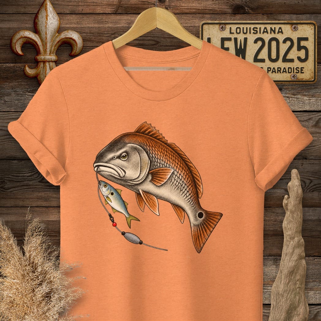 S / Heather Orange Louisiana Lip Full of Pogie T-Shirt by Laissez Faire Wear