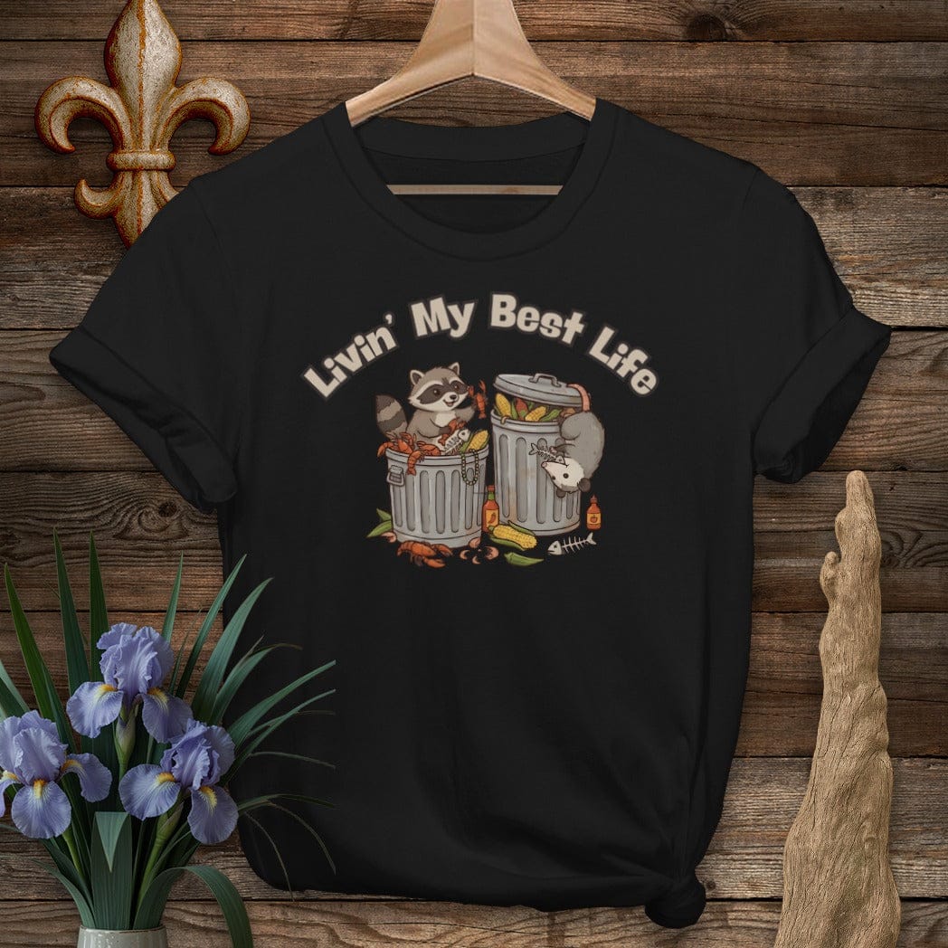 S / Black Louisiana Living My Best Life T-Shirt by Laissez Faire Wear