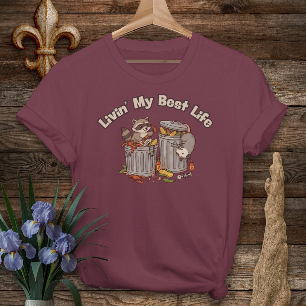 S / Maroon Louisiana Living My Best Life T-Shirt by Laissez Faire Wear